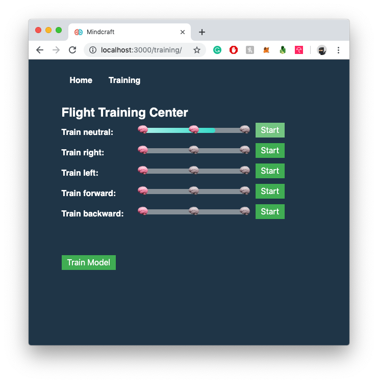 The MindCraft training GUI